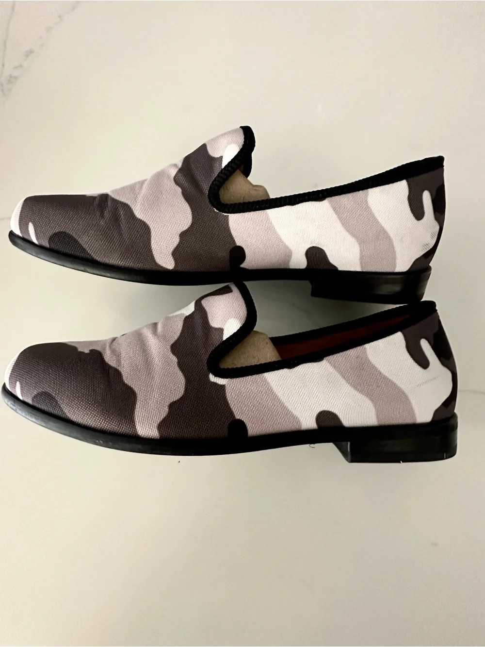 DUKE & DEXTER Black/Gray/White Camouflage Men's Slip On Loafers